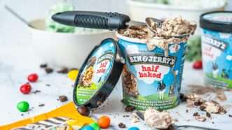 A pint of Ben & Jerry's "half baked" ice cream, with the lid leaning against it and an ice cream scoop laying on top. An open bag of M&Ms is also on the table. | Photo by <a href=%40hybridstorytellersd6e1-7.html Storytellers</a> on <a href=ben-and-jerrys-chocolate-fudge-brownie-ice-cream-pugrrx5ntaa9678-7.html
				/></noscript>
			</picture>
		</div>
					</a>
				</div>
		<div class=