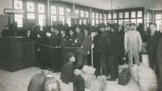 Immigrants at Ellis Island, 1910 | Photo by <a href=%40nypl517b-8.html New York Public Library</a> on <a href=grayscale-photo-of-a-group-of-immigrants-with-bags-inside-mivrrlse4bic09e-8.html   